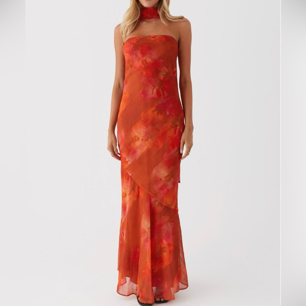 Peppermayo Under the Pagoda Orange Maxi Dress